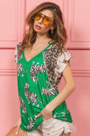 BiBi Tiger Printed Jersey Block T-Shirt with Aztec Trim - Store 42