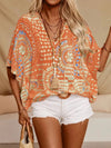 Printed V-Neck Half Sleeve Top Sherbet