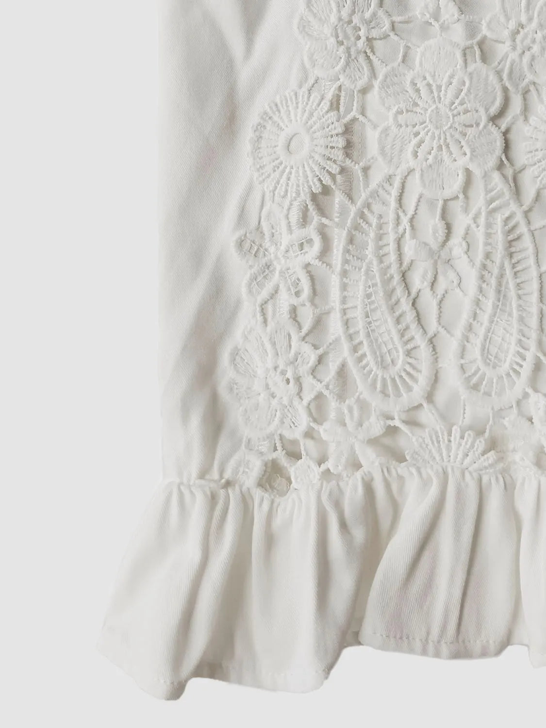 V-Neck Lace Flounce Sleeve Top