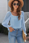 Swiss Dot Flounce Sleeve Square Neck Bodysuit - Store 42