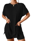 Casual Round Neck T-Shirt and Shorts Set