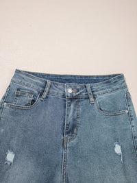 Distressed Ankle-length Straight Jeans