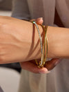 18K Gold-Plated Crossover Inlaid Zircon Bracelet Gold One Size
