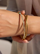 18K Gold-Plated Crossover Inlaid Zircon Bracelet Gold One Size