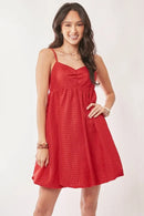 Davi & Dani Textured Sweetheart Neckline Bubble Hem Dress