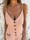 Full Size Button-Front Belted Cami Romper Plus Size - Store 42