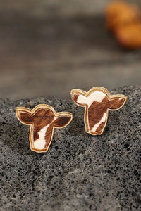 Bull Head Alloy Stud Earrings Copper One Size