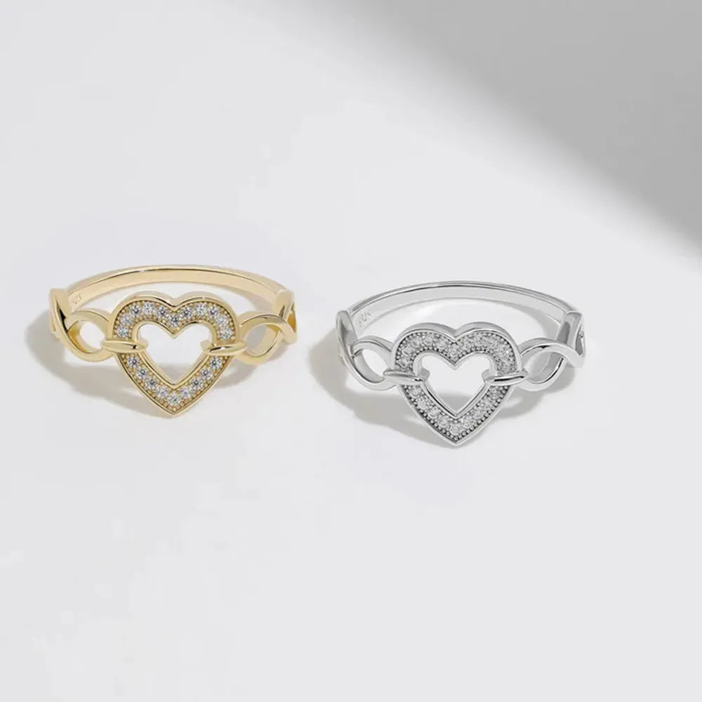Exquisite 925 Sterling Silver Heart Ring with 18K Gold Plating - Elegant Love Symbol