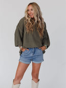 Round Neck Oversized Knit Top with Relaxed Fit