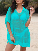 Hollow Out Collared Neck Cover-Up