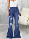 Full Size Distressed Raw Hem Flare Jeans Plus Size - Store 42
