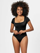 Full Size Square Neck Short Sleeve Bodysuit - Store 42