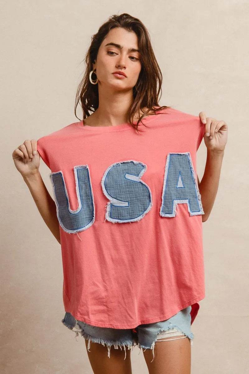 BiBi Washed Jersey With Usa Patched Raw Cut Edge Detail - Store 42