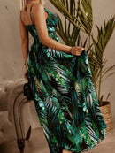Smocked Printed Surplice Maxi Cami Dress