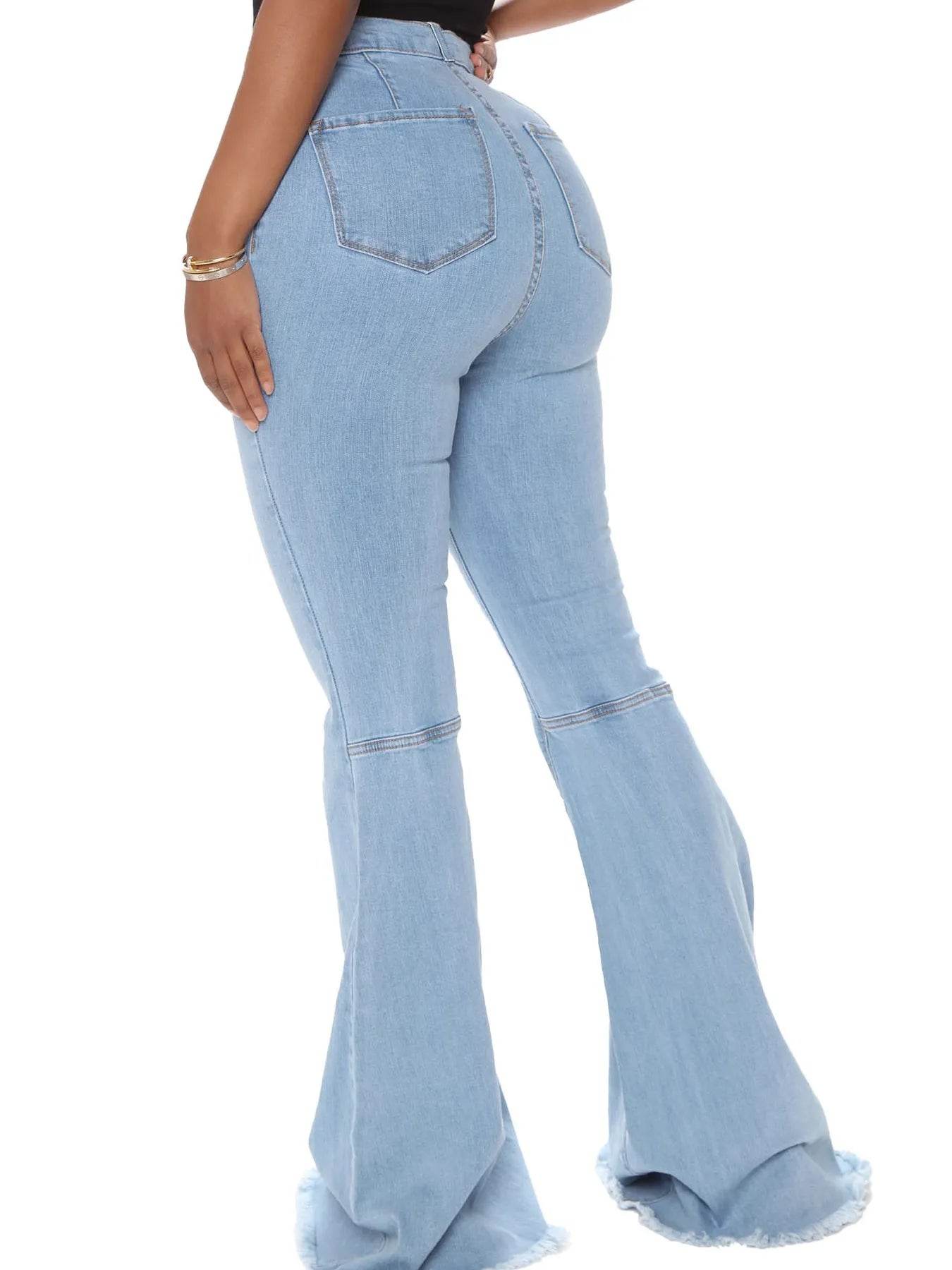 Full Size High-Waisted Raw Hem Flare Jeans Plus Size - Store 42