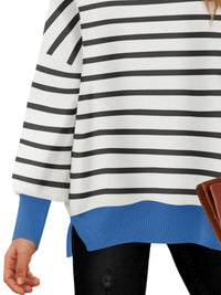 Striped Round Neck Long Sleeve Sweater