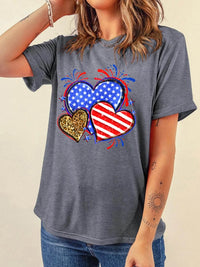American Heart Graphic T-Shirt for Women - Soft Stretchy Round Neck Tee in Various Sizes - Store 42