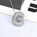 Elegant Copper Inlaid Zircon Letter Pendant Necklace - Platinum-Plated with 16.9 In Chain - Store 42