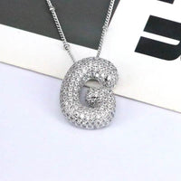 Elegant Copper Inlaid Zircon Letter Pendant Necklace - Platinum-Plated with 16.9 In Chain - Store 42