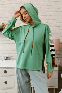 BiBi Plaid With Stripes Mix Match French Terry Hoodie