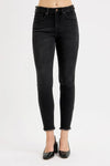 RISEN Full Size Tummy Control High Rise Adjustable Waist Skinny Jeans Plus Size BLACK