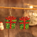 Sequin Gift Box PU Leather Earrings Green One Size