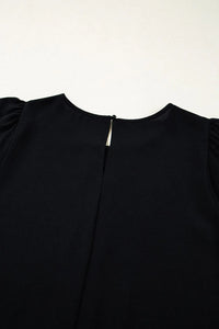 Contrast Scallop Trim Bow Detail Short Sleeve Shift Dress