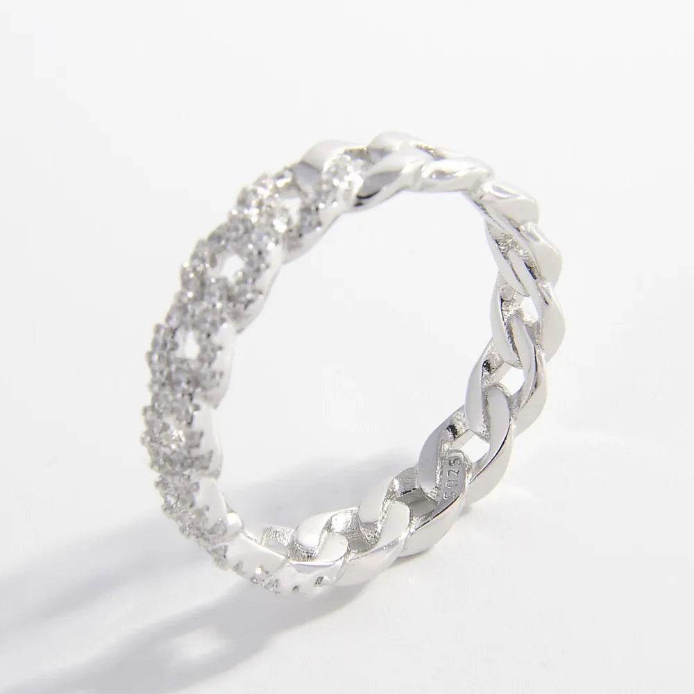 Elegant 925 Sterling Silver Ring With Zircon Inlay - Platinum-Plated, Stunning Design - Store 42