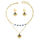 Stainless Steel Resin Necklace and Earrings Jewelry Set