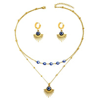 Stainless Steel Resin Necklace and Earrings Jewelry Set