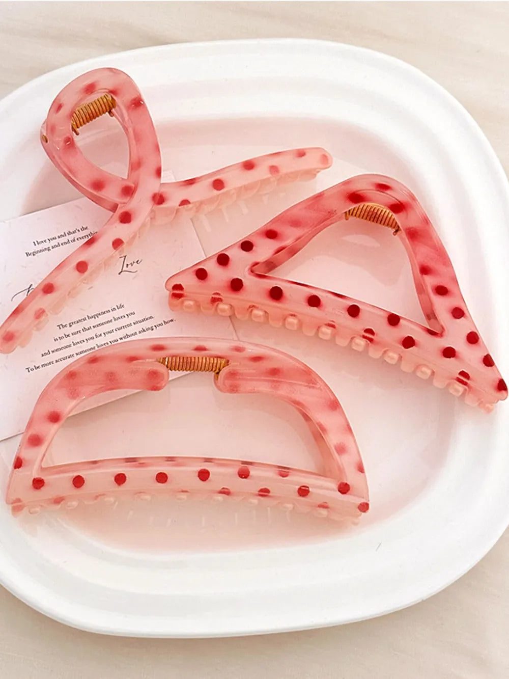 Trendy PC Polka Dot Hair Claw Clip - 4.5 Inch Stylish Accessory for Elegant Hair Styles