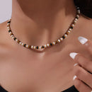 2 Piece Natural Stone and Gold Chain Necklace with Pendant