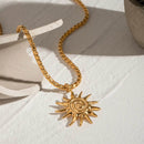 18K Gold-Plated Sun Pendant Necklace - Radiant Design with Adjustable Chain for Versatile Styling - Store 42