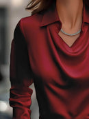 Full Size Collared Neck Long Sleeve Blouse Plus Size - Store 42