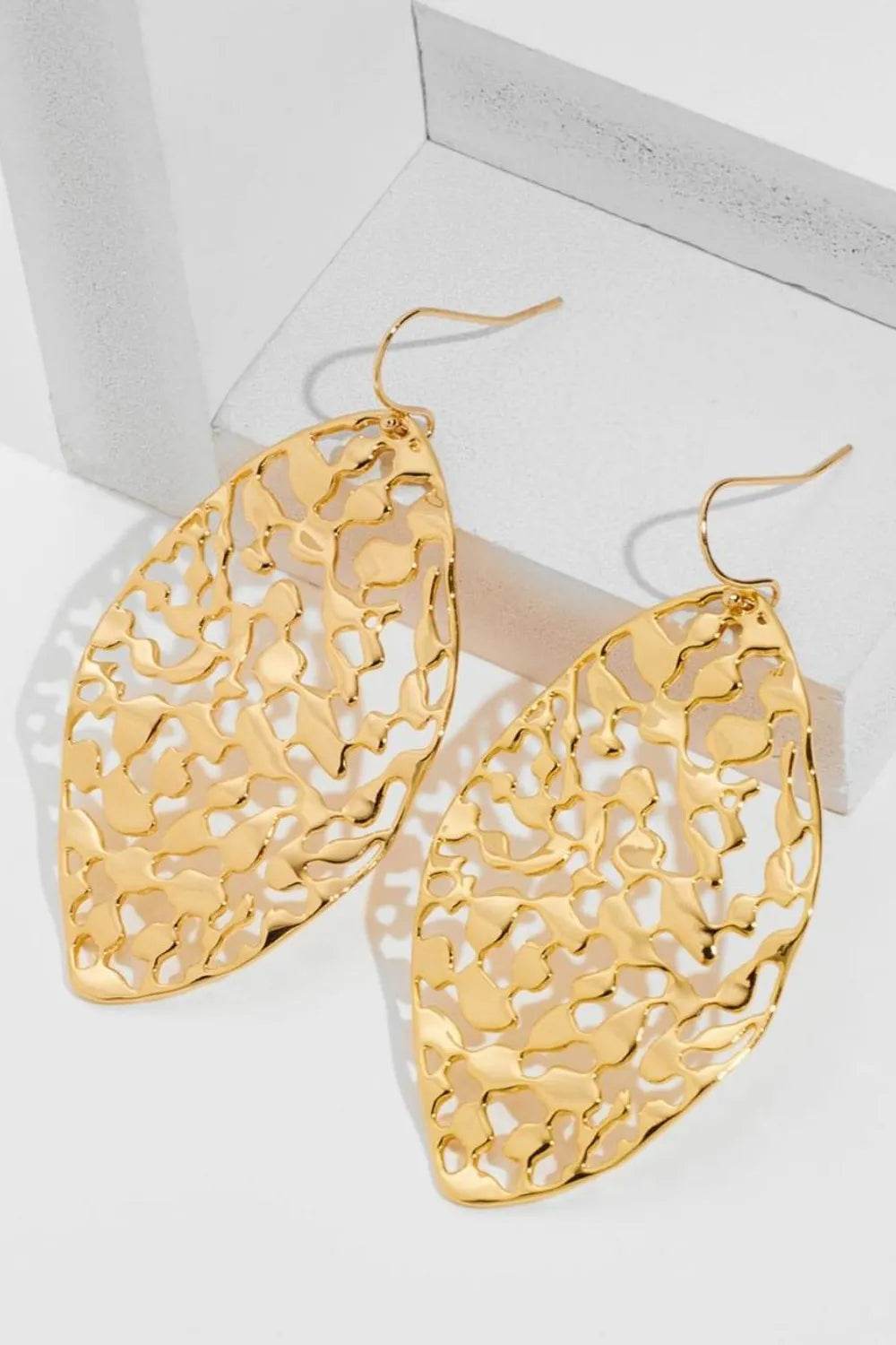 Elegant Brass Gold-Plated Leaf Shape Earrings - Stylish 2.5 Inch Fashion Jewelry - Store 42