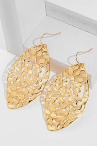 Elegant Brass Gold-Plated Leaf Shape Earrings - Stylish 2.5 Inch Fashion Jewelry - Store 42