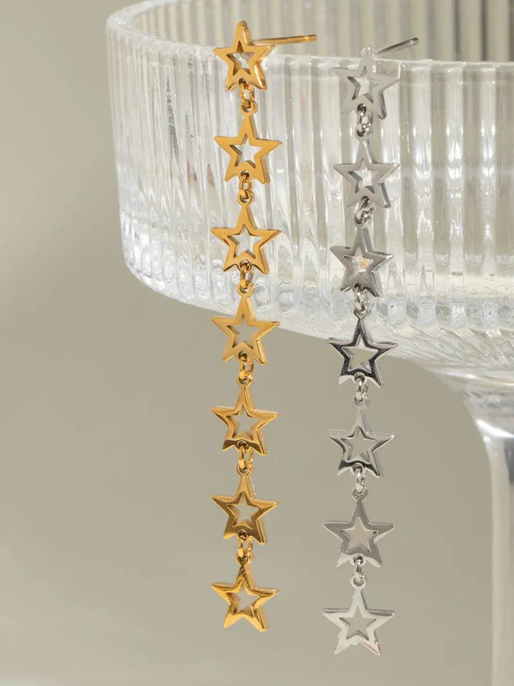 18K Gold-Plated Stainless Steel Cutout Star Earrings - Stylish, Durable, and Lightweight