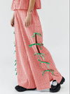 Side Tied Plaid Pants Scarlet