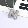 Copper Inlaid Zircon Letter Pendant Necklace Style N One Size