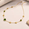 18K Gold-Plated Heart Necklace with Glass Stone Dark Green One Size