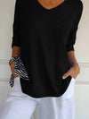 Full Size Relaxed Fit Ribbed Hem Sweater Plus Size Black