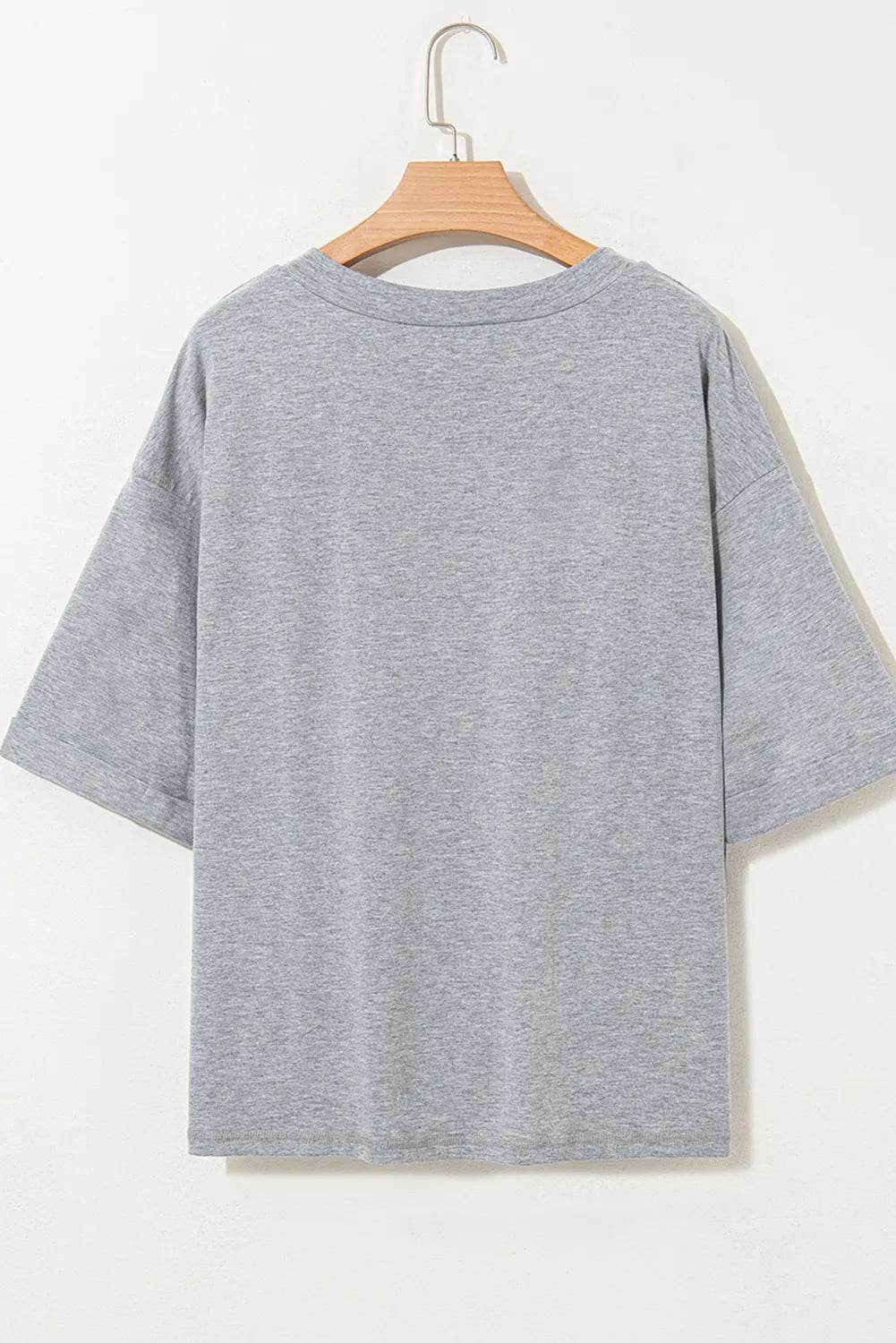 Trendy High Raglan V Neck Oversized T Shirt - Half Sleeve, Stretchy Fabric, Casual Chic - Store 42