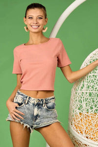 BiBi Rib Knit with Back Cross and Tied Detailed Top - Store 42