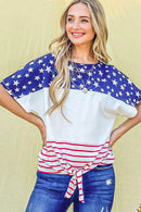 And The Why American Flag Print Tie Knot Front Casual Top - Store 42