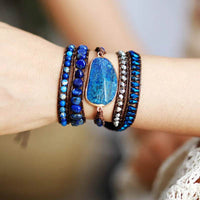 Handcrafted 32.3-35.4 Inch Alloy Braided Bracelet with Lapis Lazuli & Synthetic Crystals - Store 42