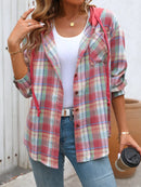 Plaid Button-Up Hooded Shirt