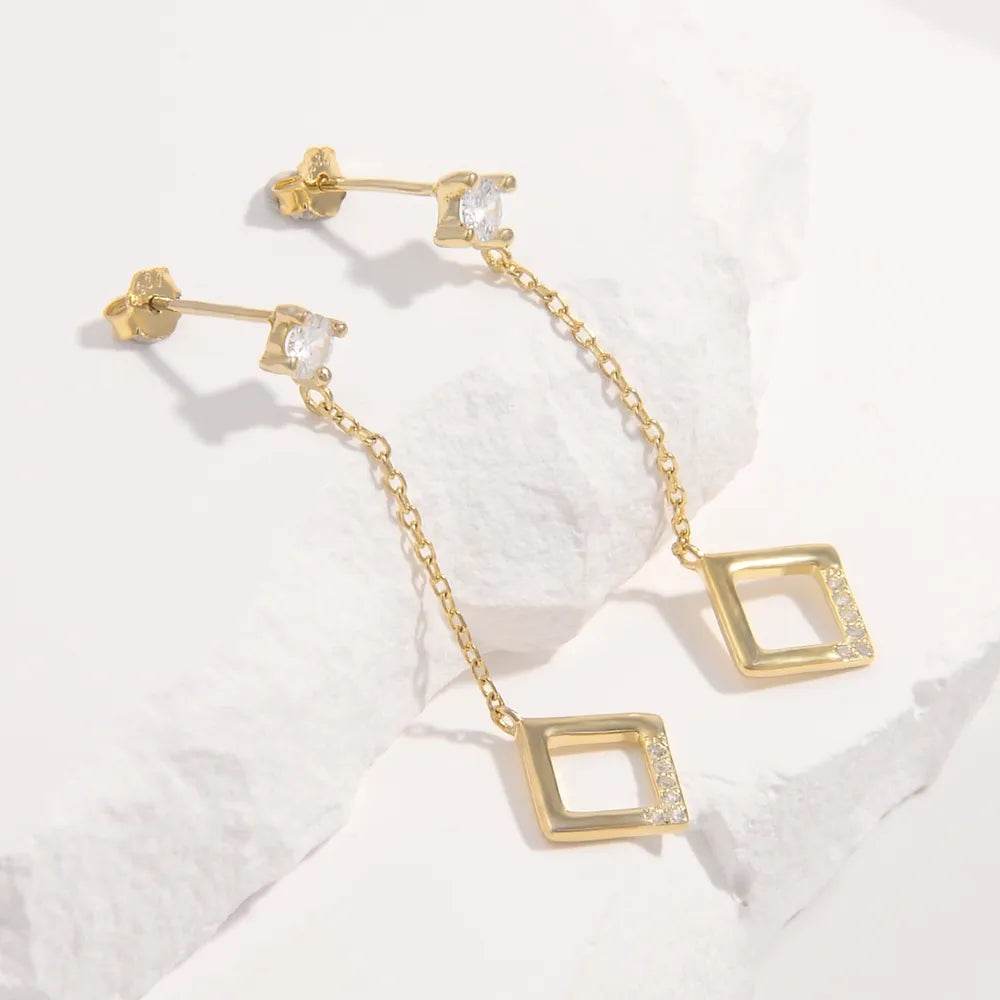 Elegant 925 Sterling Silver Inlaid Zircon Earrings | Hypoallergenic & Lightweight Design - Store 42