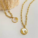 Elegant 18K Gold-Plated Titanium Steel Pendant Necklace with Adjustable Chain and Pearl Shell - Store 42