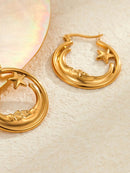 18K Gold-Plated Crescent Moon and Star Hoop Earrings for a Celestial Touch - Store 42