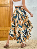 Asymmetrical Smocked Printed Skirt